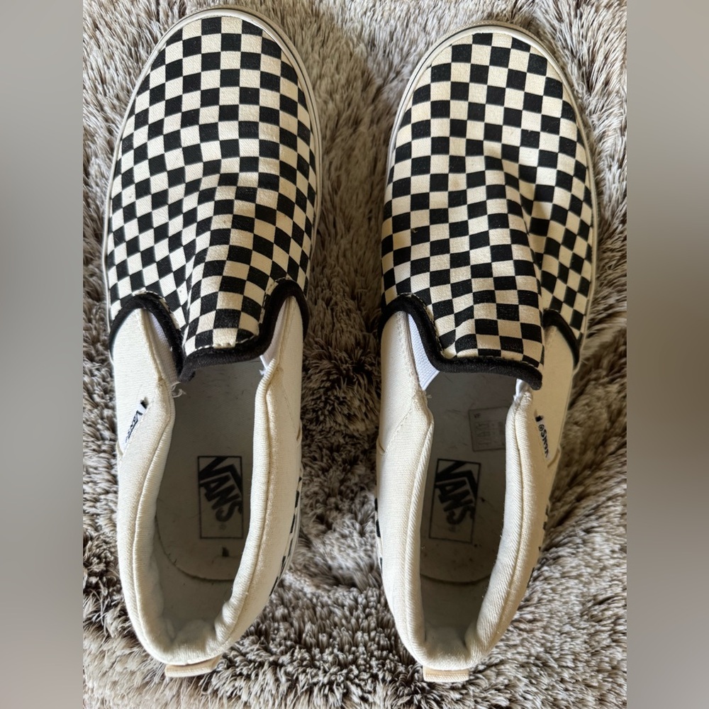 Vans Black and White Checkered Slip-On Sneakers